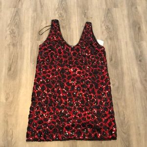 Mini sequin ZARA shift dress with mesh trim